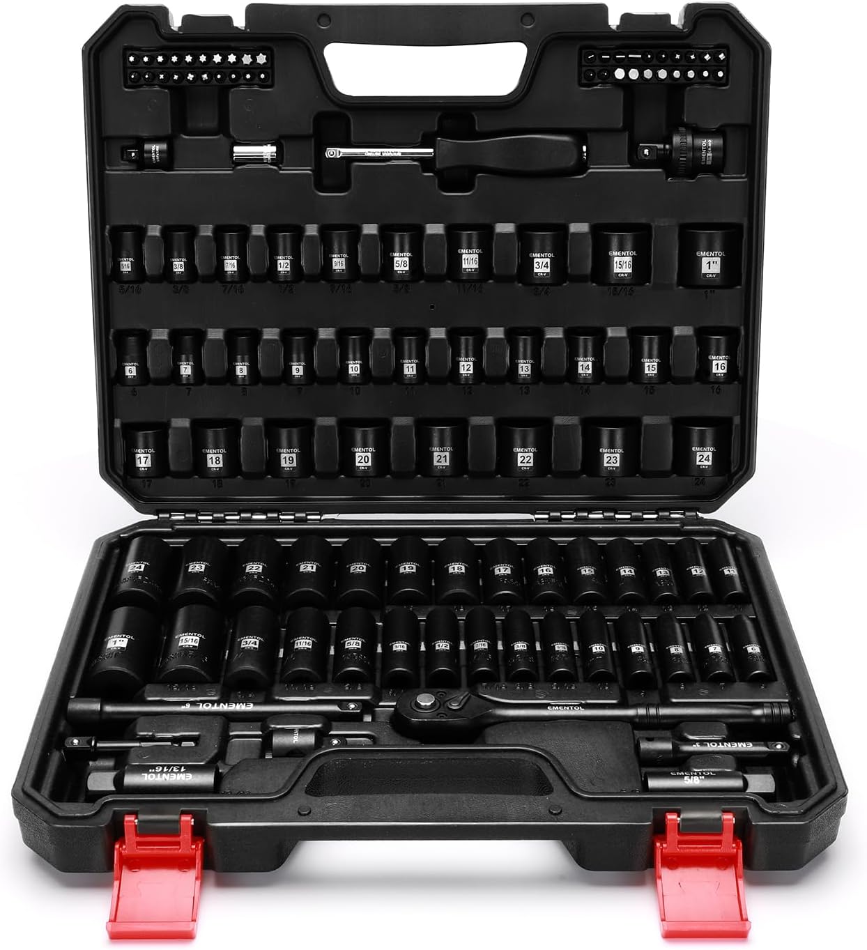 Set enchufes 3/8 109 pzas SAE y métrico con llave trinquete