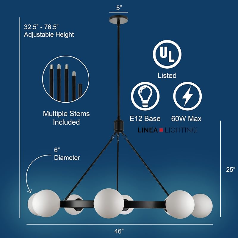 Candelabro globos estilo moderno rueda negra 46pulg