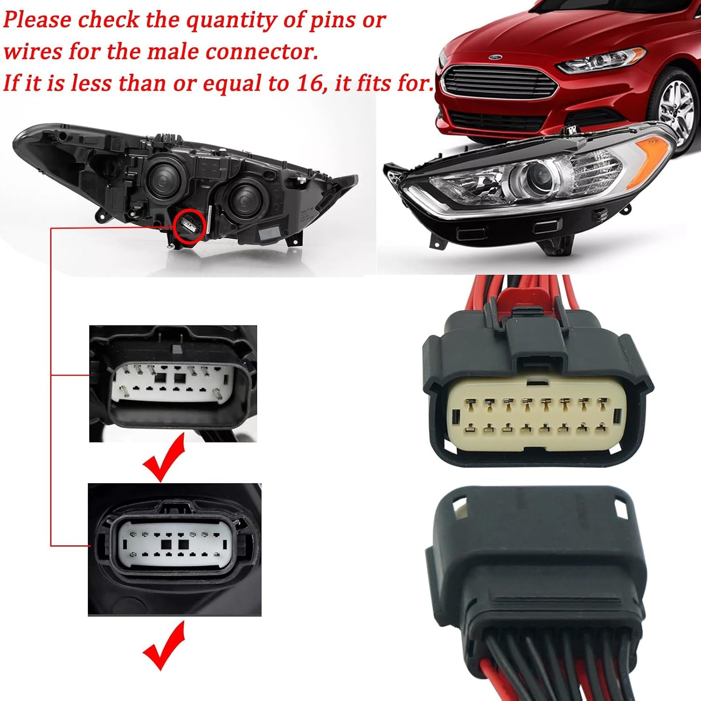 Conector 16 Pines Faros Ford Fusion Mustang 2013