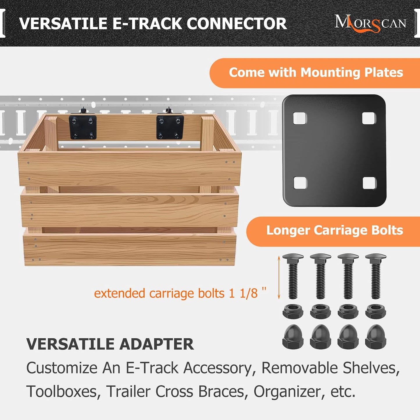 10 Conectores E-Track Acero Atornillable para Camiones