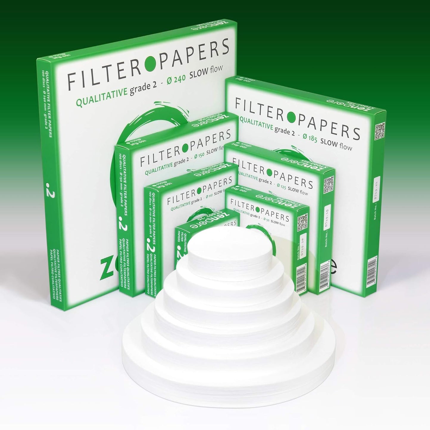 Papel filtro laboratorio 9.4pulg flujo lento 100 discos