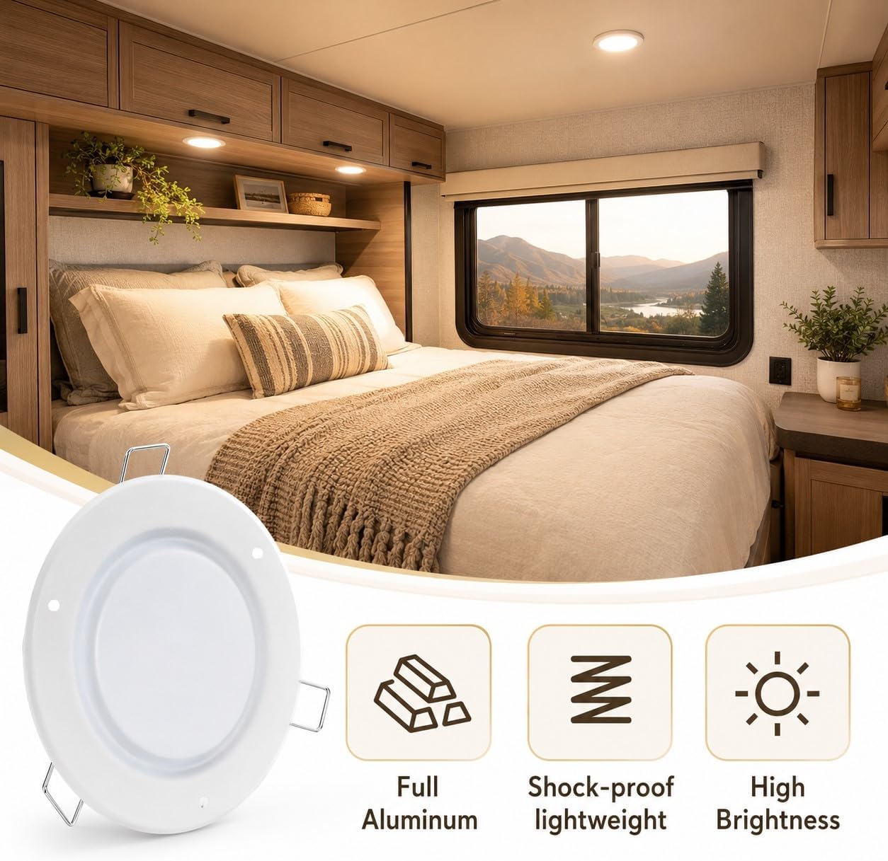 Luz LED empotrada 4.5" 12V para RV barco camping