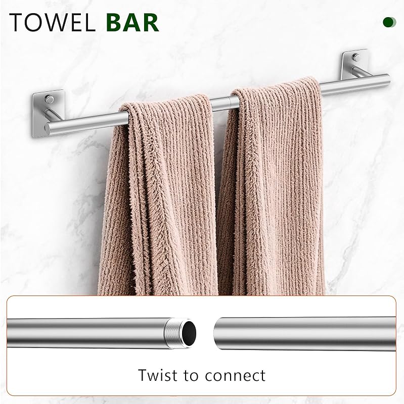 Set 5 accesorios baño níquel cepillado 23.6"