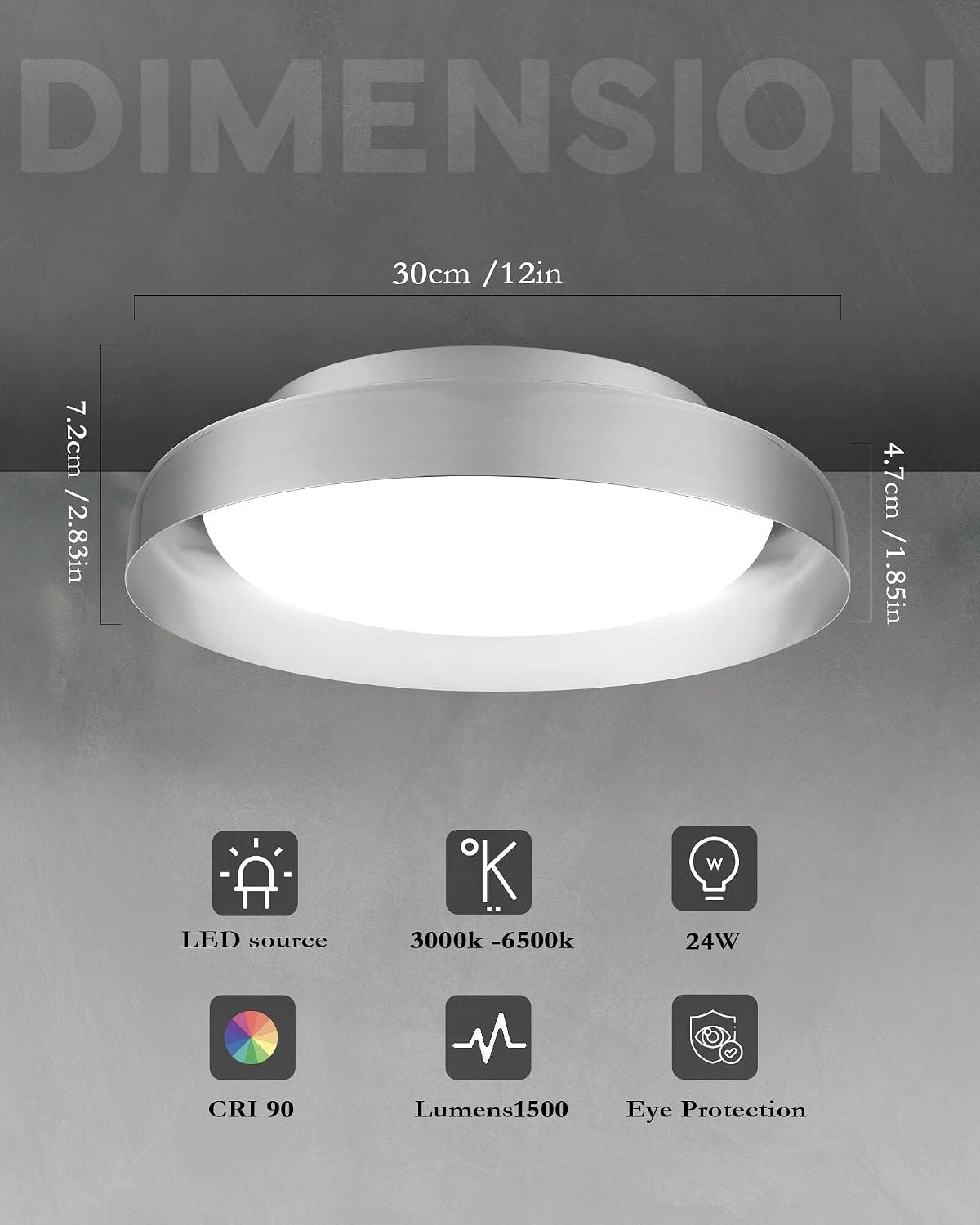 Lámpara techo LED 24w regulable dormitorio cocina baño