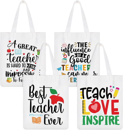 4 Pzas Bolsas Regalo para Profesores Mujer Navidad Blanco