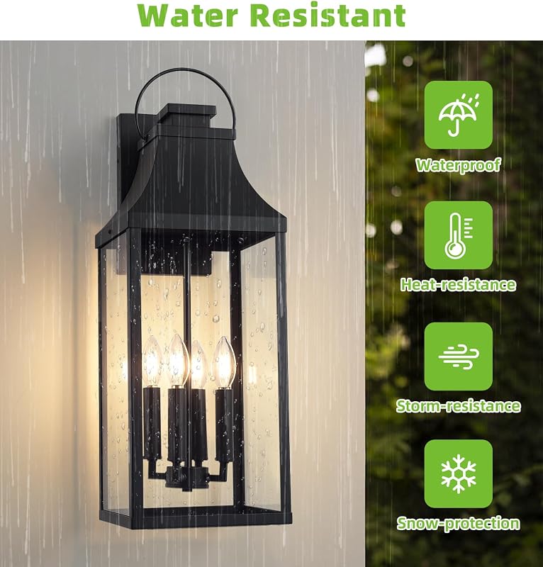 Lámpara pared exterior 4 luces negro 25pulg