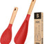 Cuchara silicona mate antiadherente con mango madera rojo