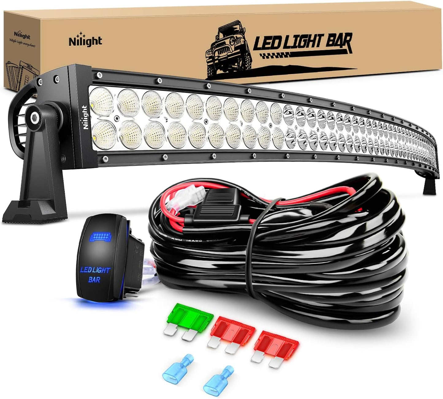 Barra Luz LED Curvada 50pulg 288W 12V con Interruptor 5