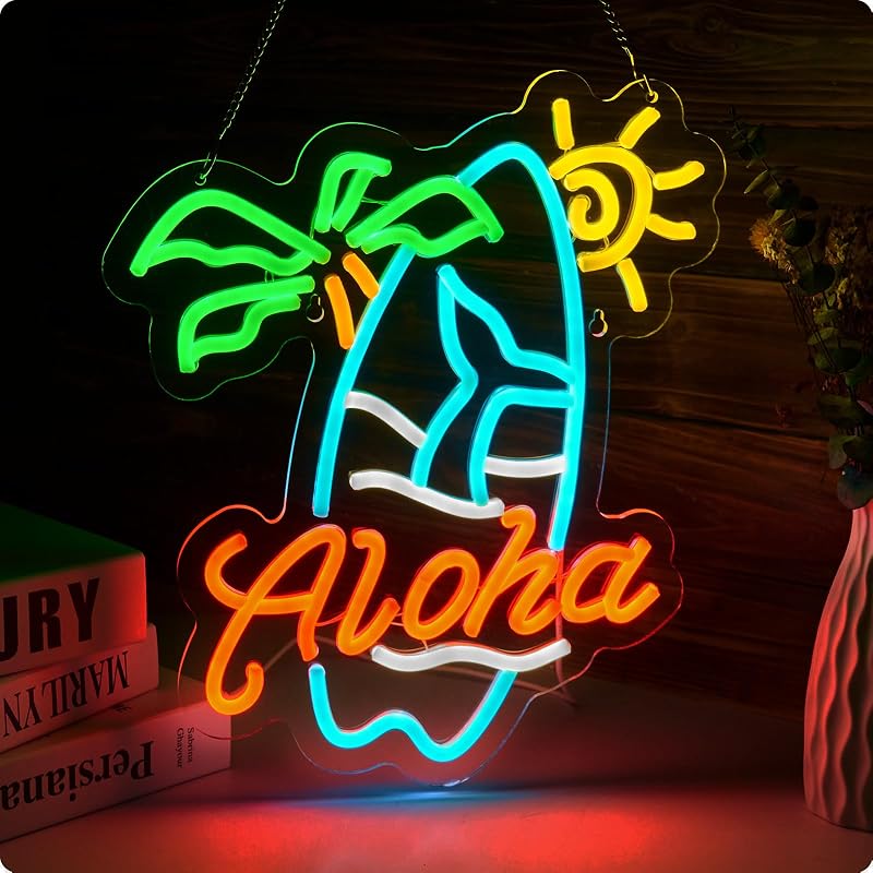 Letrero neón palma hawaiana para bar pub club USB