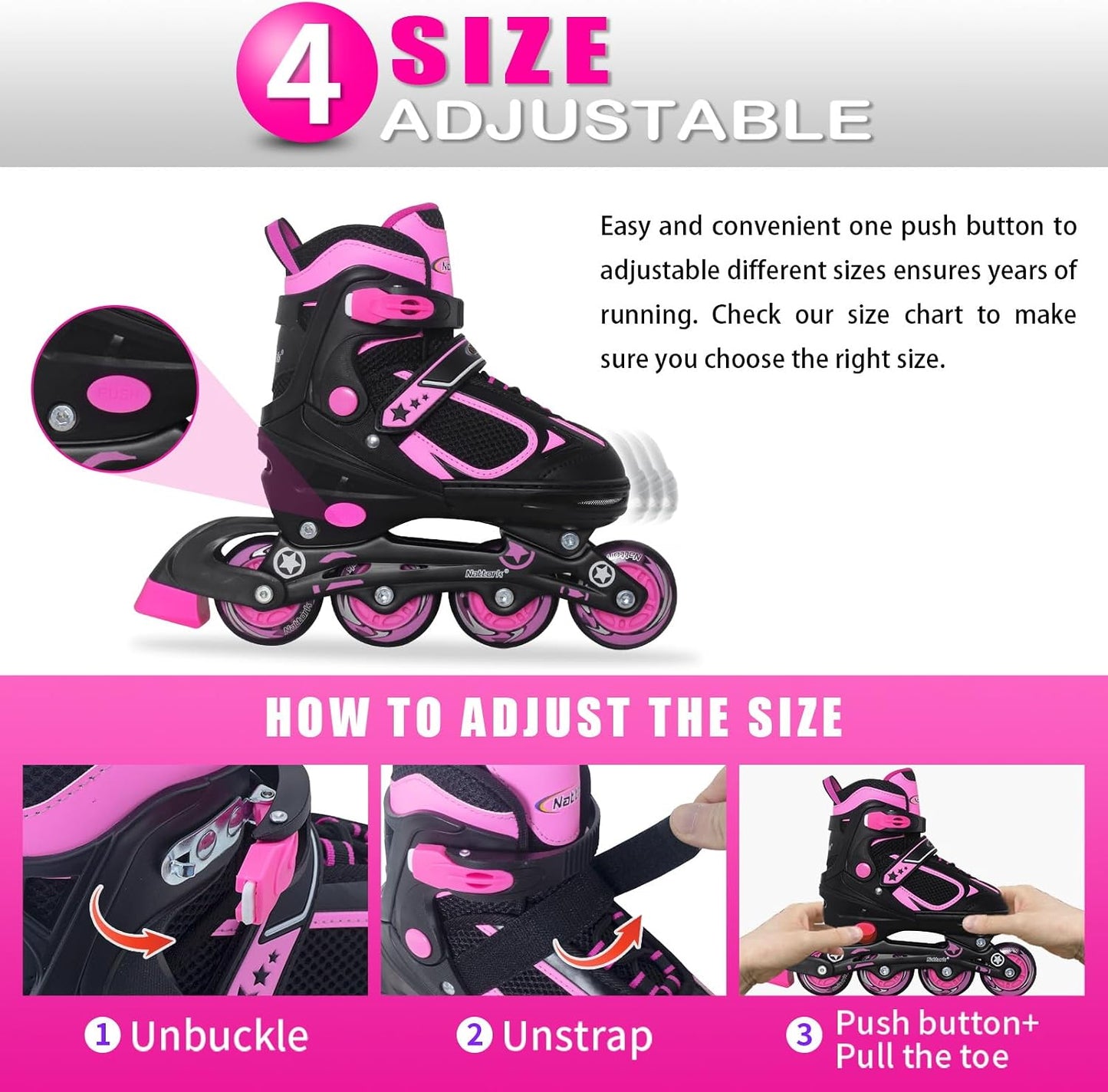 Patines para niños con rueda iluminada color negro