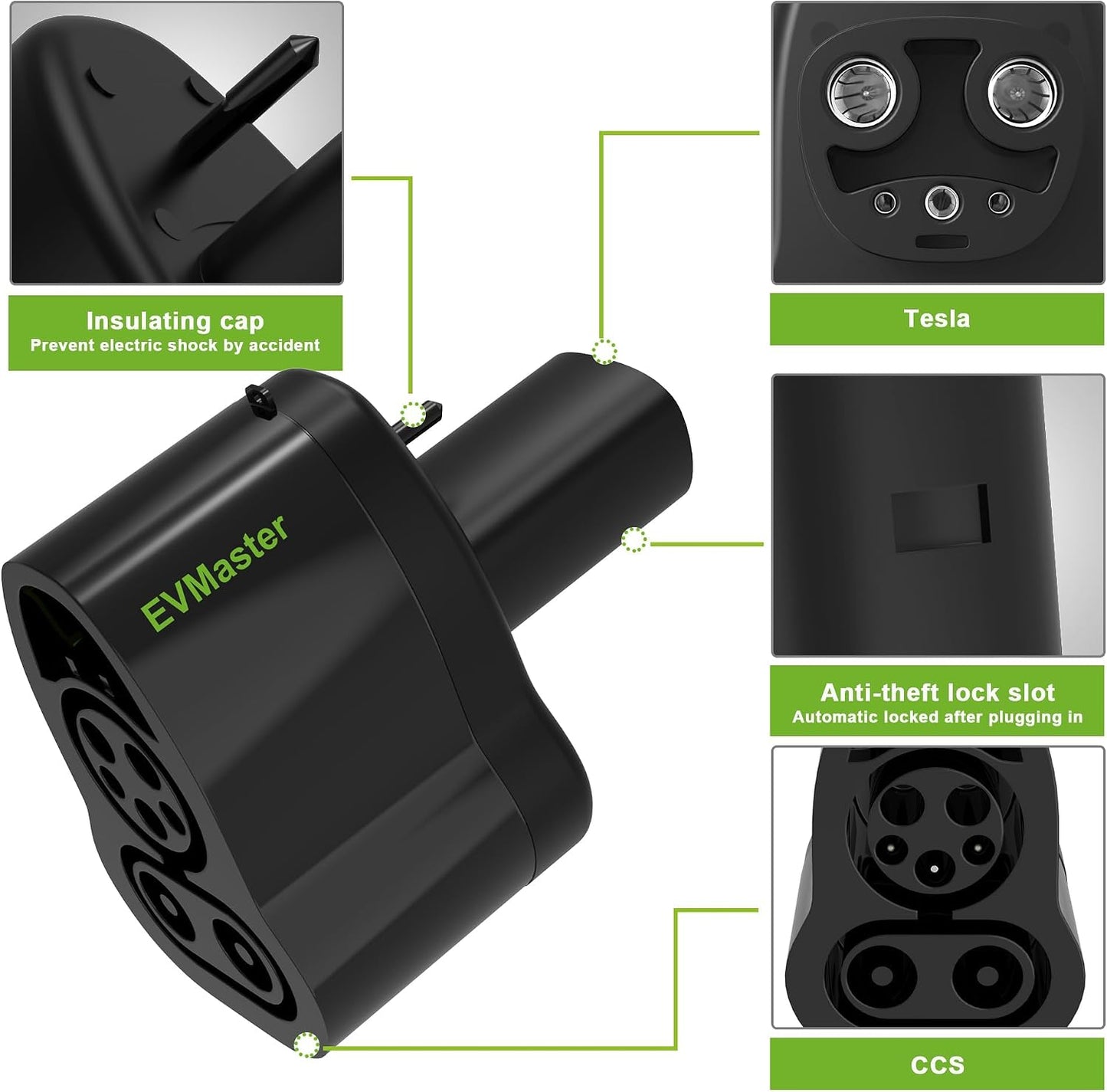 Adaptador CCS1 a NACS para carga rápida Tesla Modelo 3/Y/S/X