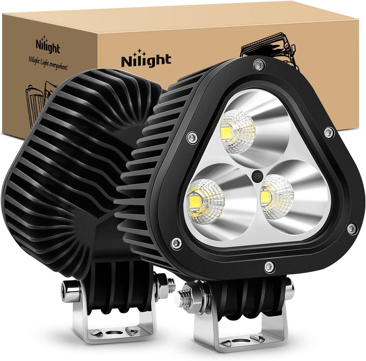2 Luces LED Trabajo 60W Triángulo Inundación