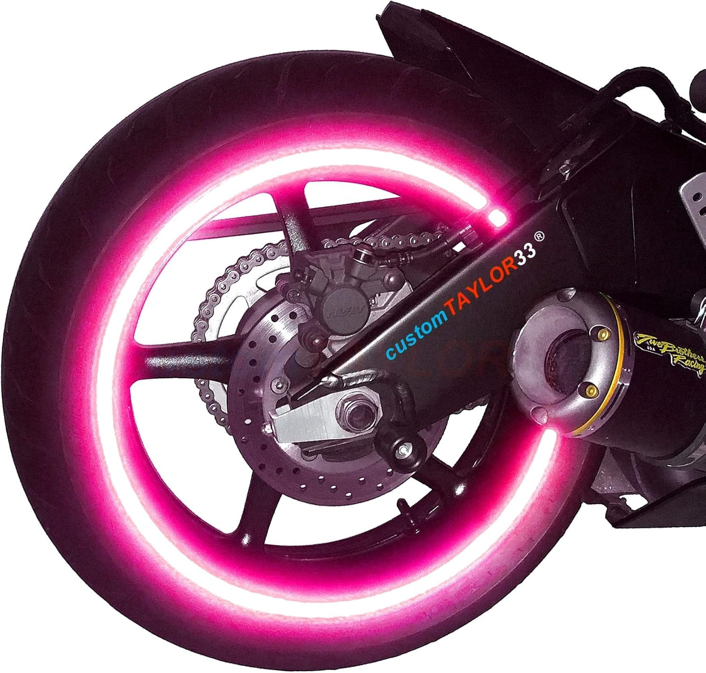 Cintas seguridad neumáticos moto rosa reflectantes