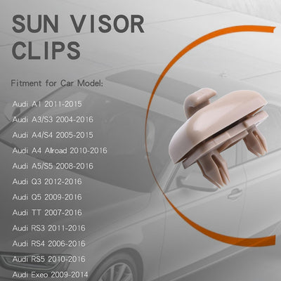 2 Clips Visera Solar Gancho Mejorado para Audi A1 A3 A4 Beige
