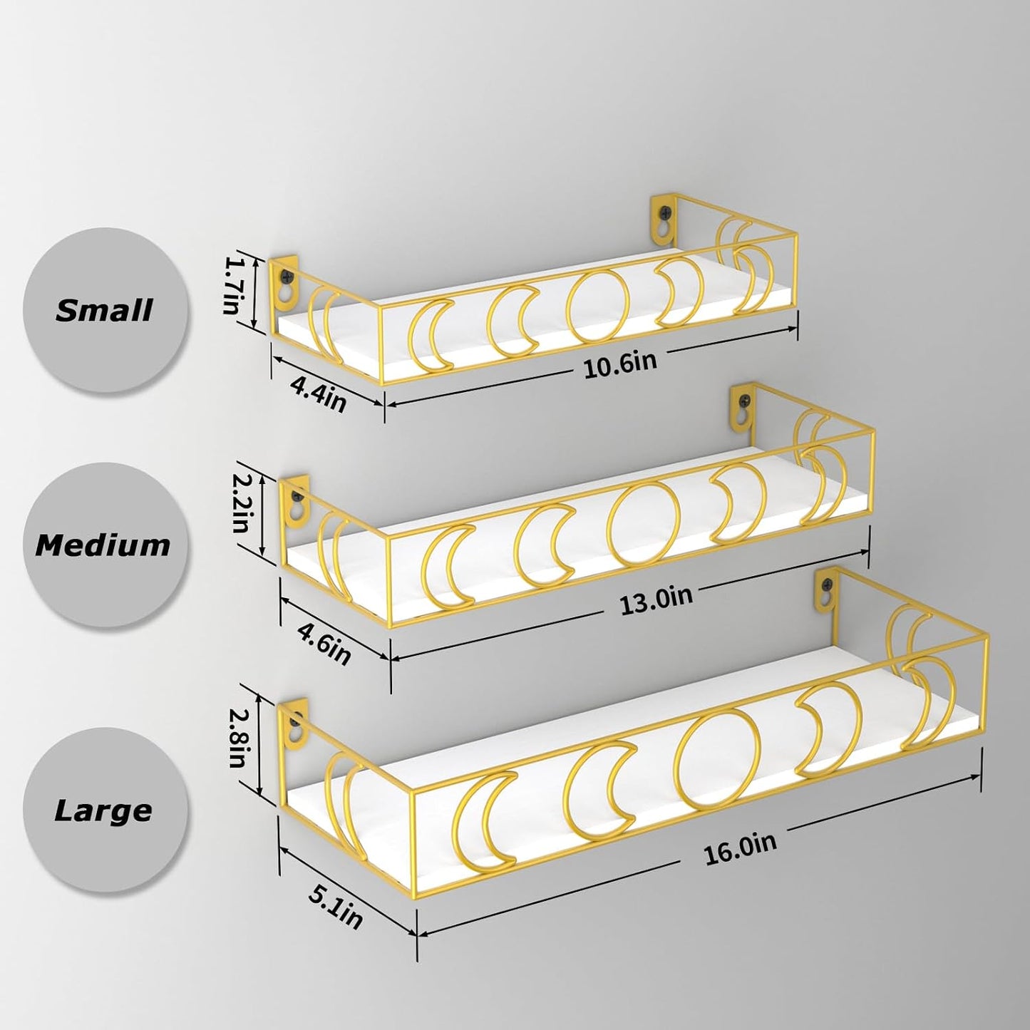 Estantes flotantes oro blanco set 3 decorativos