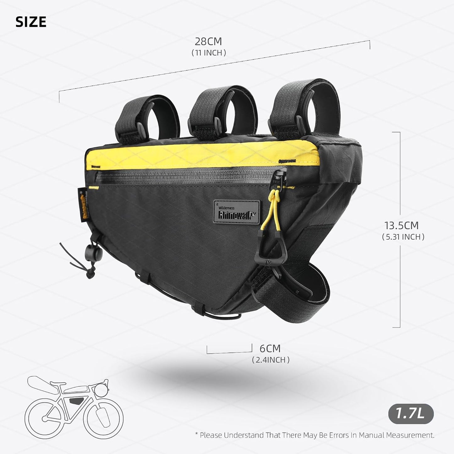 Bolsa triangular bicicleta 1.7L impermeable YKK