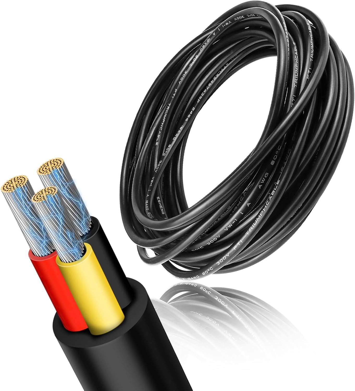 Cable eléctrico 18/3 cobre estañado 164ft para tiras led