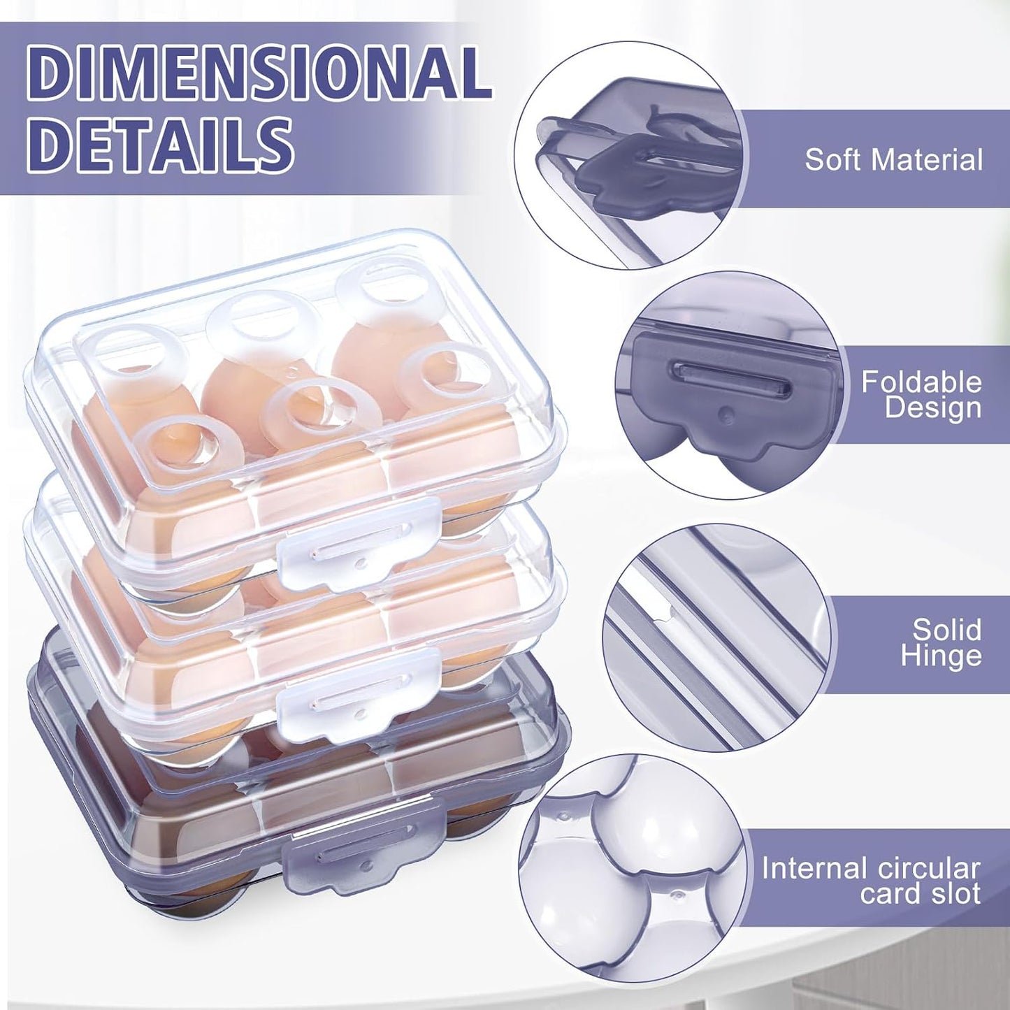 6 Cajas Almacenamiento Huevos Rejillas Refri Azul