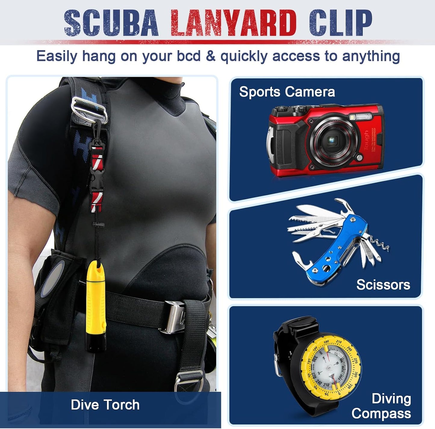 2 Pzas Clip Cordón Buceo Correa Resistente Antipérdida Ajustable