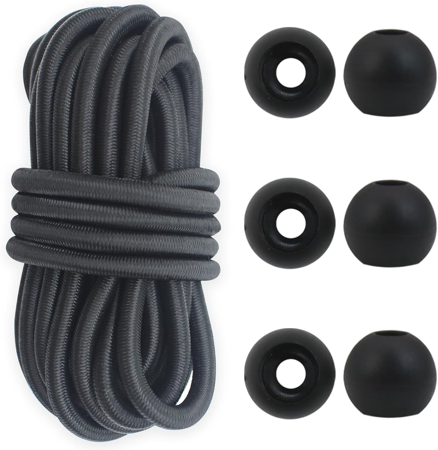 Cuerda elástica negra 1/5pulg 15ft poliéster Dacron