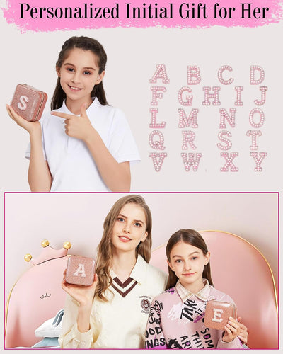 Joyero viaje con iniciales brillantes para mujer y niña