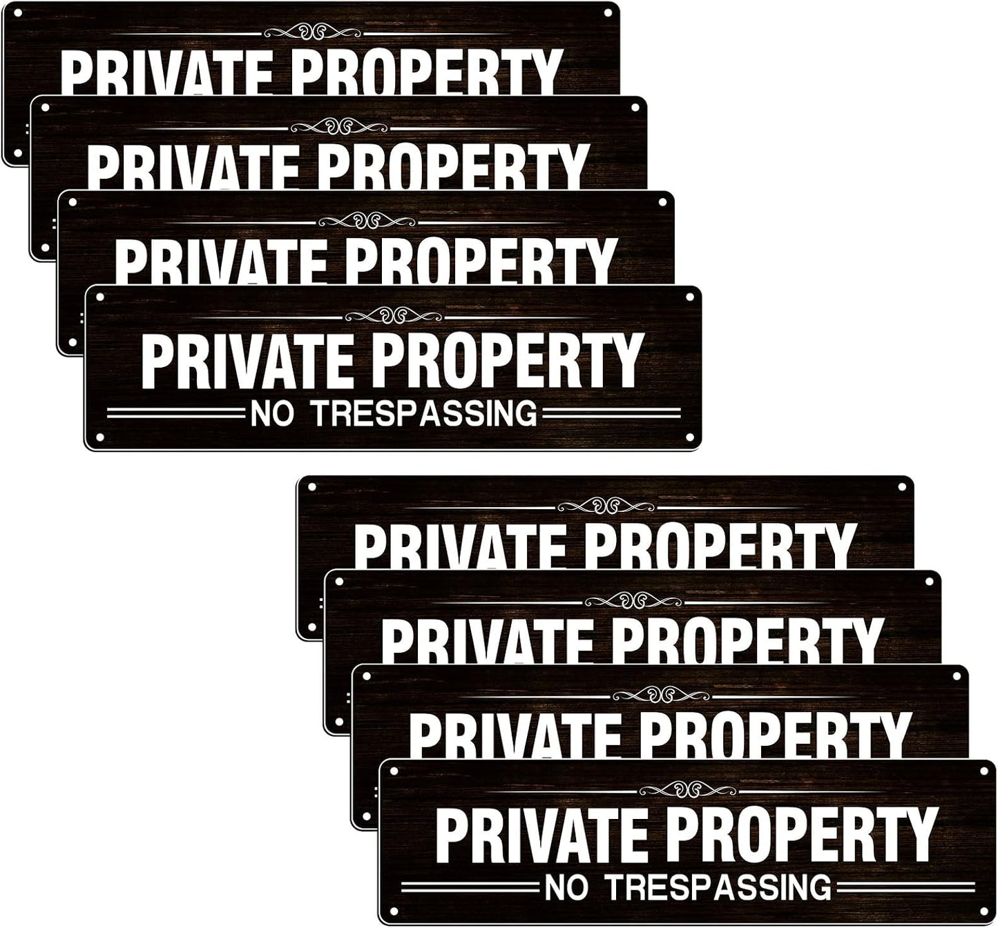 8 Letreros Propiedad Privada 12x3" Aluminio Resistentes UV