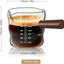 Taza medidora de espresso de 9 oz con doble boquilla y mango de madera