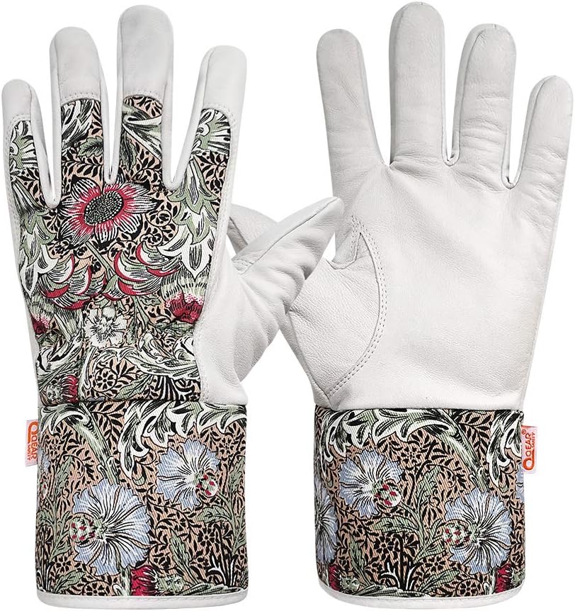 Guantes jardinería mujer cuero cabra resistencia espinas mediano