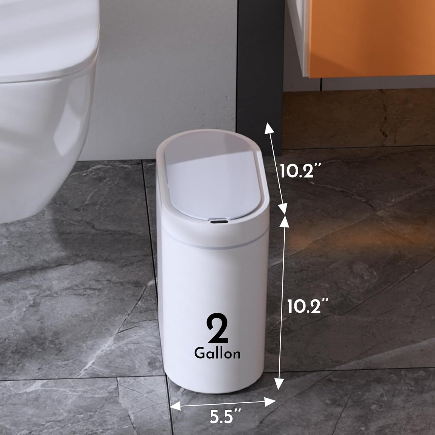 Basurero baño plástico 2gal sensor movimiento estrecho
