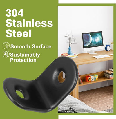 8 Soportes Esquina Acero Inox Negro 0.787x0.079in