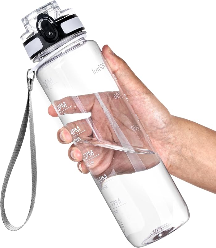 Botella agua 32oz motivacional deporte Tritan sin BPA boca ancha