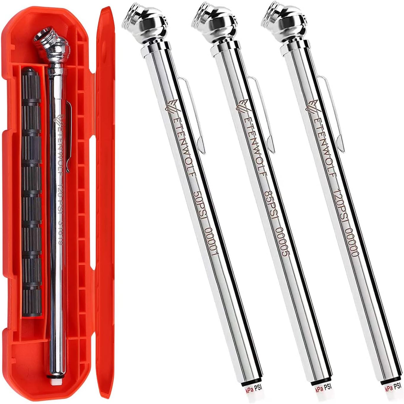 Manómetro neumático set 3 10-120 PSI acero inox