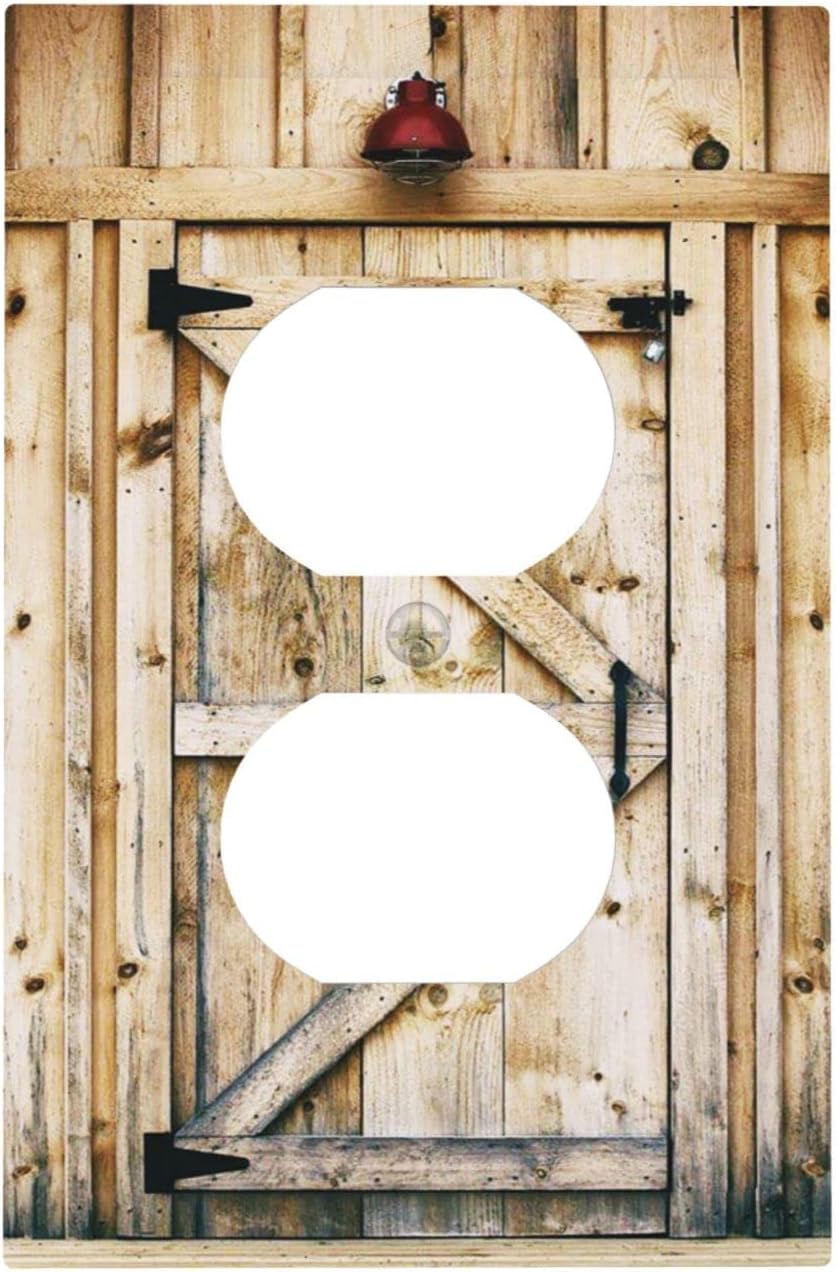 Placa tomacorrientes 1 gang diseño puerta granero rústica