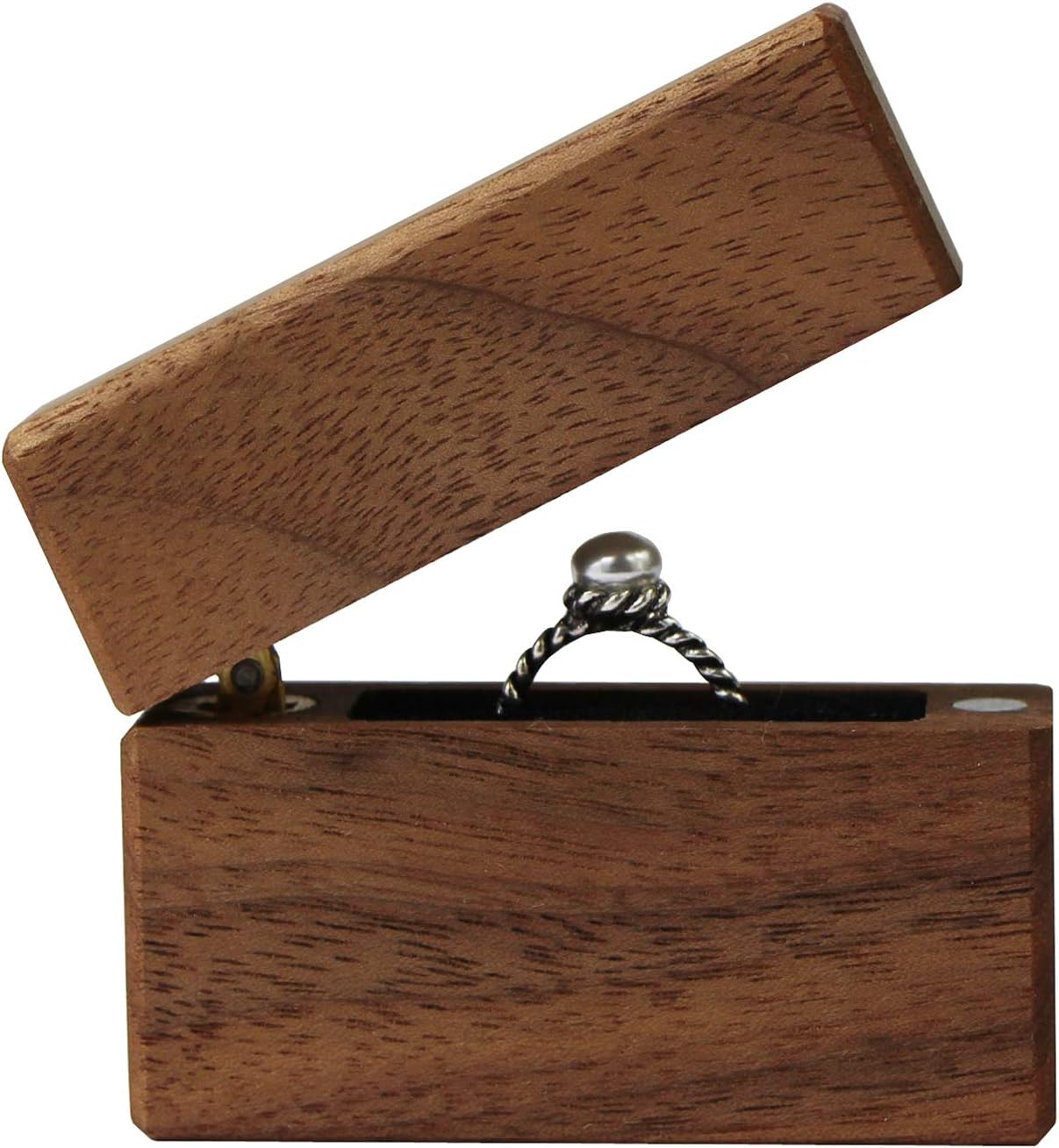 Caja madera nogal para anillos propuesta boda