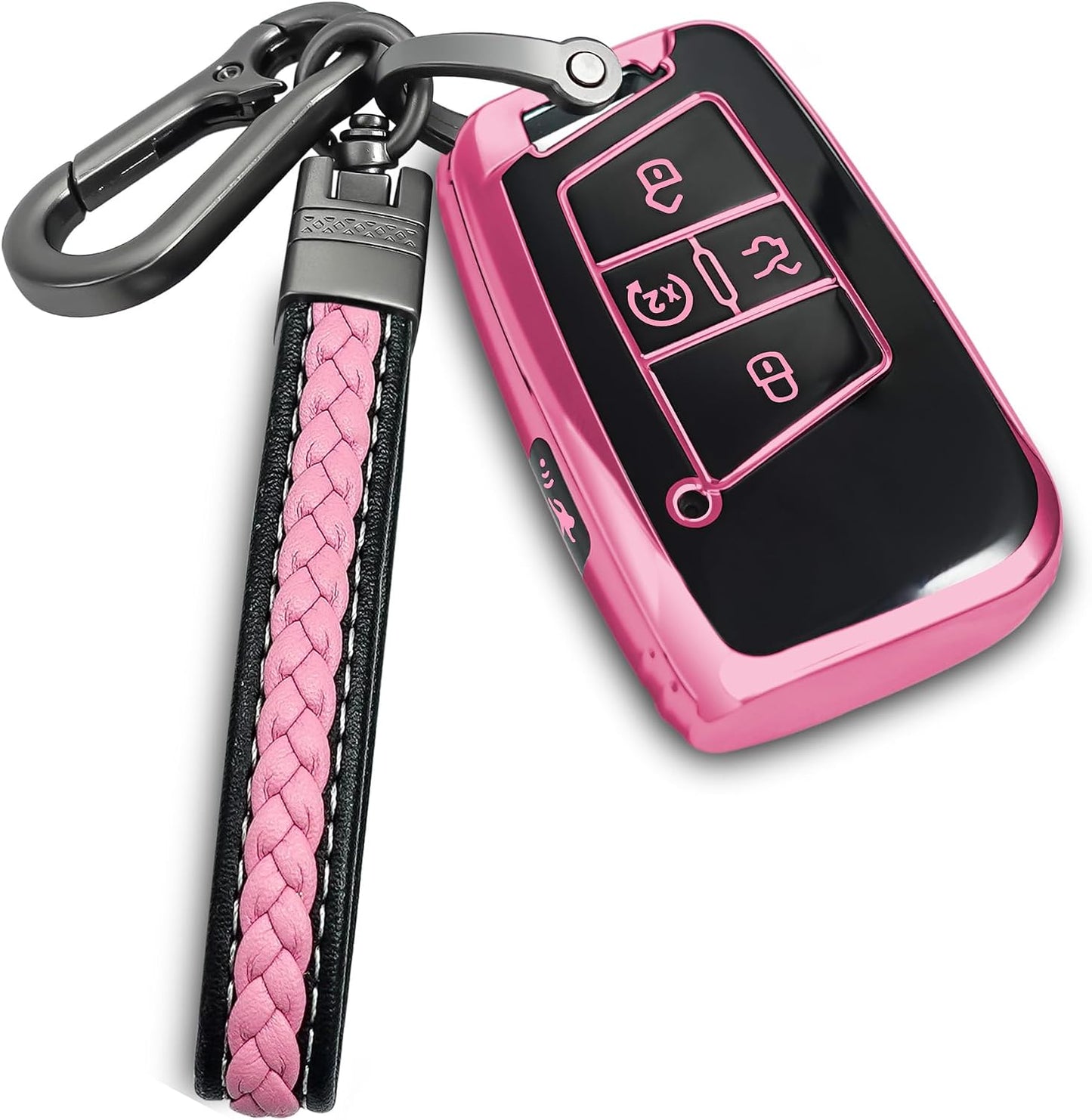 Funda llavero VW TPU 5 botones comp. llave inteligente rosa
