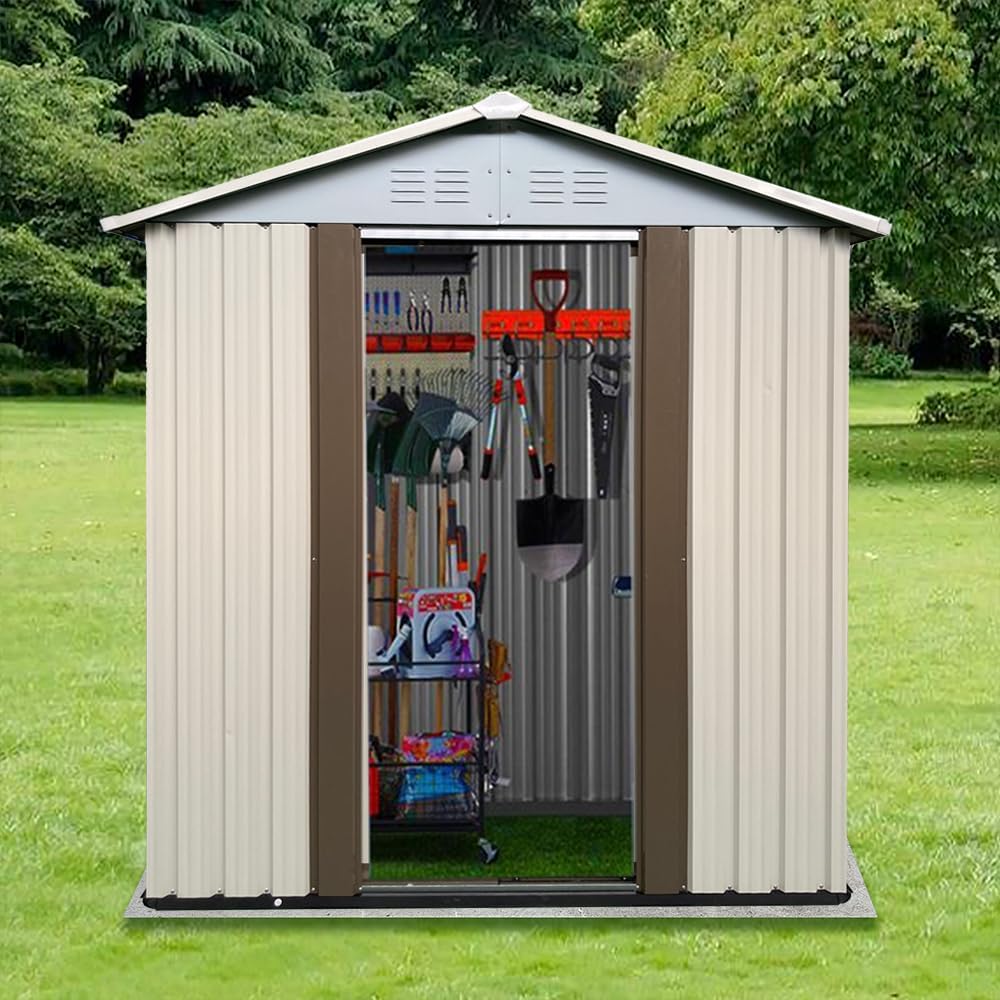 Cobertizo metal 5x3ft con puerta corredera y ventilación