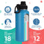 Botella agua aislada acero inox 32oz set 4 con popote