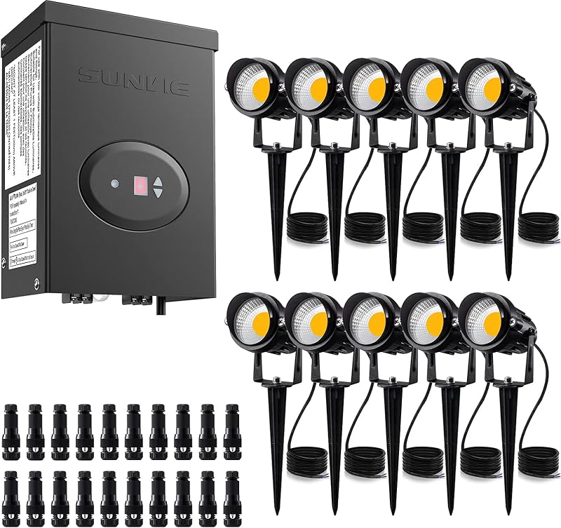 10 Luces LED Paisaje 12-24V Transformador 200W