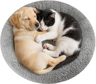 Cama felpa para gatos perros redonda 19.5pulg cojín cálido
