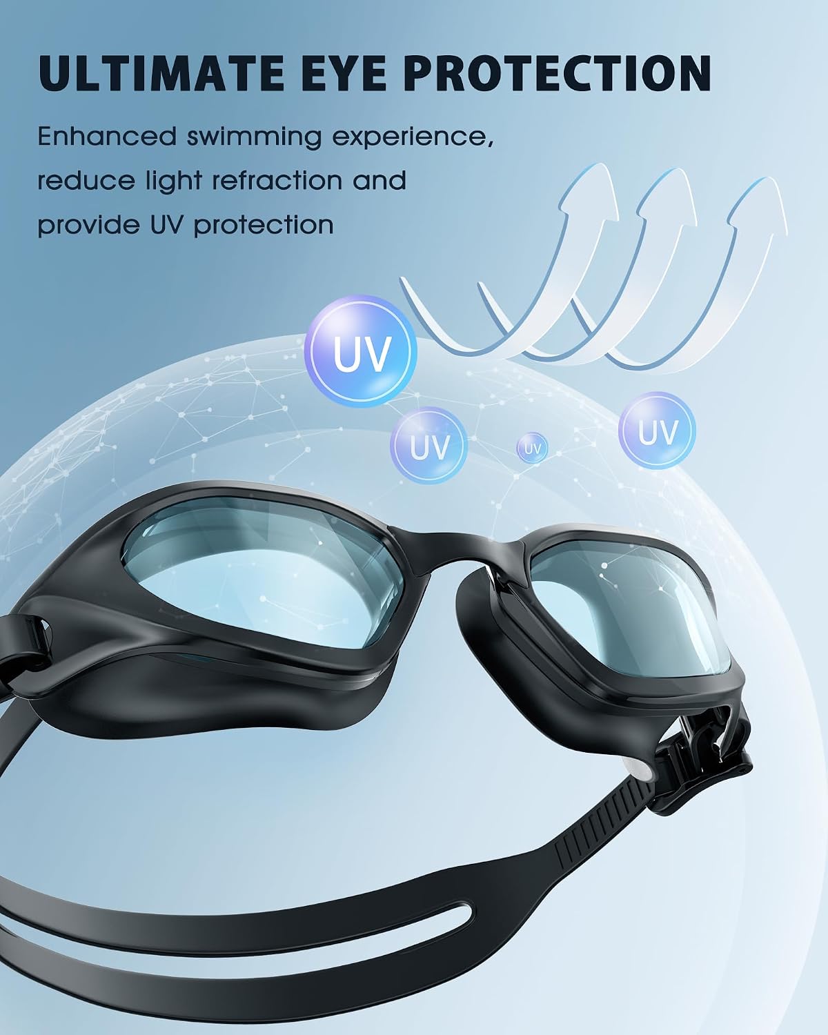 Gafas natación unisex adulto anti niebla anti UV vista