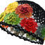 Gorro ganchillo flores elegante para compras al aire libre