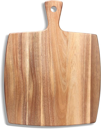 Tabla cortar acacia 17x13pulg con asa para carnicero