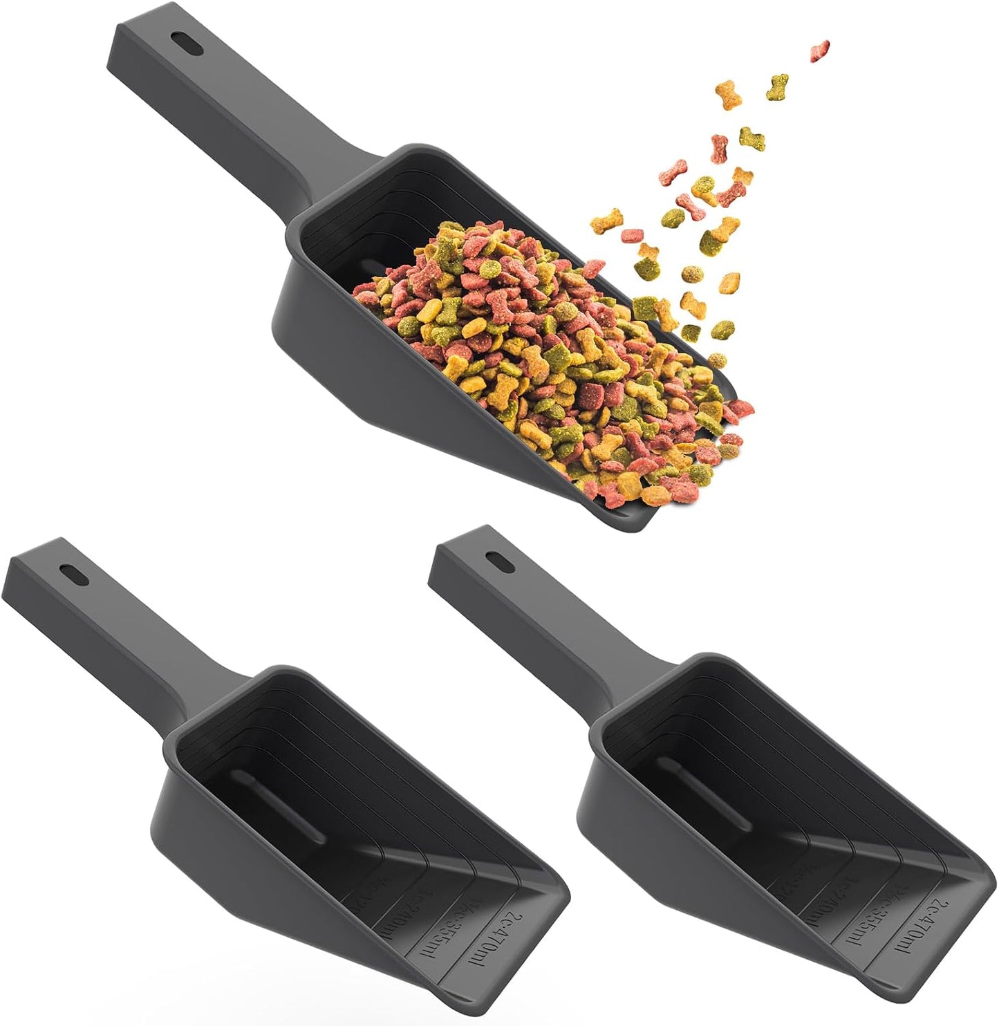 Cuchara medidora plástico para mascotas 2 tazas set 3