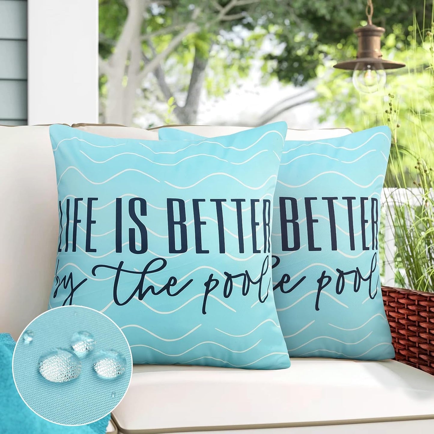 2 Pzas Fundas Almohada Impermeables Azules 20x20"