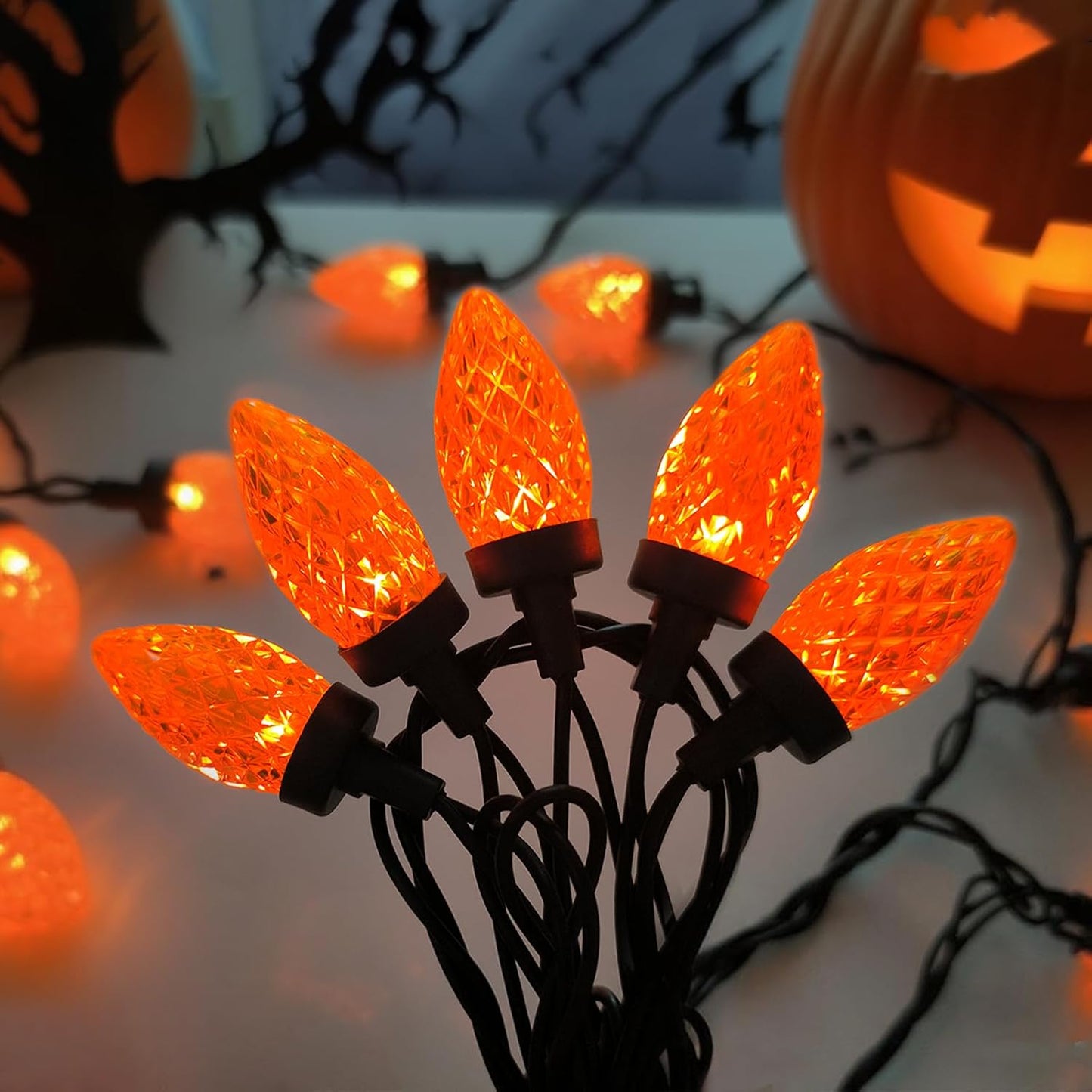 Guirnalda luces navidad naranjas 25ft exterior