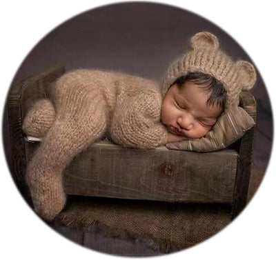 Conjunto punto ganchillo bebé foto gorro mameluco