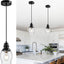 Lámpara colgante isla cocina metal negro vidrio texturizado