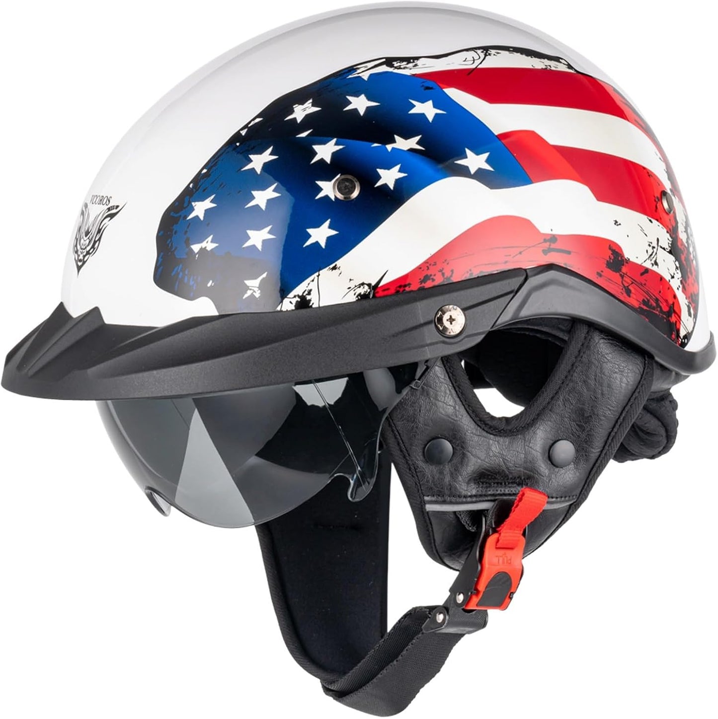 Casco motocicleta estilo retro con visor sol ajustable