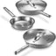 Juego sartenes acero inox 3 capas con tapas comp induccion