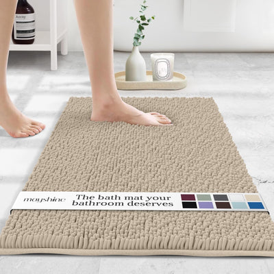 Tapete baño microfibra antiderrap 27.5x47pulg beige